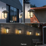 Upgrade Solar Outdoor Lights, Hanging Solar Lantern, Waterproof Solar Lights with Wall Mount Kit for Garden Patio Porch Fence Decor 2 Pack Derynome