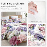 WeCozy Twin Size Comforter Set with Pillowcase, Painting Floral Rose Flower Hydrangea Soft 2 Pcs Bedding for Kids and Adults Bedroom Bed Decor WeCozy