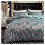 Bedding Set Neoclassical Style Jacquard Duvet Cover Set 2/3PCS Luxury Satin Bedding Set 1 Quilt Cover and 1/2 Pillowcase Single Twin Full Queen King Size Full bed set ( Color : A , Size : EU-Single 13 HASMI