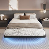 SHA CERLIN Floating Bed Frame Full Size with Smart LED Lights and Charging Station, Heavy Duty Metal Platform Bed with Modern Design,No Box Spring Needed, Easy Assembly, Matte Black SHA CERLIN