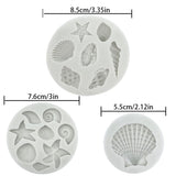 3 PCS Marine Theme Cake Fondant Silicone Mold Seashell Conch Starfish Coral Baking Molds for DIY Cake Decoration Chocolate Candy Polymer Clay Crafting Projects GeoGeoDIY