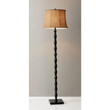 Adesso 1523-01 Stratton Floor Lamp, 62 in., 2 x 150 W Incandescent/CFL, Black/Brown, 1 Black Lamp Adesso