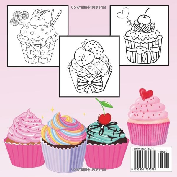 Simple and Delicious Cupcakes Coloring Book: 50 Simple, Bold, and Easy Sweet Cupcakes Coloring Pages for Kids and Adults to Enjoy Coloring WoodArtSupply