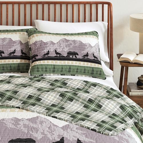 Great Bay Home 3-Piece Reversible Rustic Lodge Bedspread Quilt with 2 Shams. All-Season Quilt Set. (King, Salt Creek) Great Bay Home