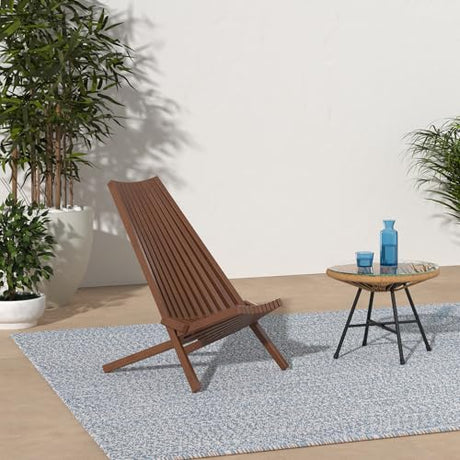 CleverMade Tamarack Folding Wooden Outdoor Chair -Stylish Low Profile Acacia Wood Lounge Chair for the Patio, Porch, Lawn, Garden or Home Furniture - Cinnamon CleverMade