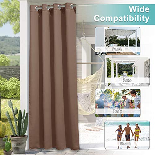 NICETOWN Gazebo Curtains Outdoor Waterproof, Patio Privacy Panels Thermal Insulated Blackout Privacy Grommet Sunlight Blocking Curtains for Gazebo, Porch, Pavilion, W52 x L108, Tan, 1 Panel - WoodArtSupply