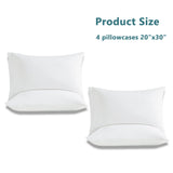 MINIPANDA White Pillow Cases Set of 4 Queen Size - Lightweight Super Soft, Smooth and Breathable Pillow Cases Queen- Envelope Design - Machine Washable (20X30 Inches (4 Piece)) MINIPANDA