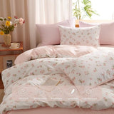 Erwinmu Floral Comforter Set Twin Size - 2 Pieces Pink White Floral Comforter Bedding Sets Reversible Pattern,Twin Bed in a Bag with Flowers Comforter and 1 Pillowcase Erwinmu