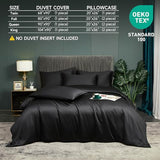 YASMENG Cooling Duvet Cover Full Set Black, 100% Viscose Derived from Bambo, Summer Soft Breathable Rayon Bedding Set for Hot Sleepers, Luxury Luxurious Silky Smooth Comforter Cover for All Seasons YASMENG
