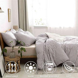 Nanko King Size Comforter Set, Grey and White Striped Print Pattern Soft Reversible Down Alternative Quilted Duvet Insert Bed Sets, Bedding Sets in a Bag for Women Men Teen, 104x90 3 Pcs Gray Stripe Nanko