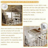Harper & Bright Designs Full Size Loft Bed with Stairs and LED Lights, Wood Full Loft Bed with Storage Shelves and Wardrobe, Loft Bed Frame with Guardrails for Kids Girls Boys, White Harper & Bright Designs