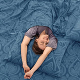 Ultra Soft Wrinkle-Free Microfiber Paisley Queen Sheet Set, Breathable Boho Bed Sheet Set – 16" Deep Pocket Fitted Sheet, Flat Sheet & 4 Pillowcases, Juegos de Sábanas, OEKO-TEX - Navy Blue LDC LUX DECOR COLLECTION
