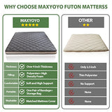 MAXYOYO Japanese Floor Futon Mattress King Size, Floor Bed for Adults, Roll Up Folding Mattress, Diamond Patterned Japanese Futon Bed, Dark Grey MAXYOYO