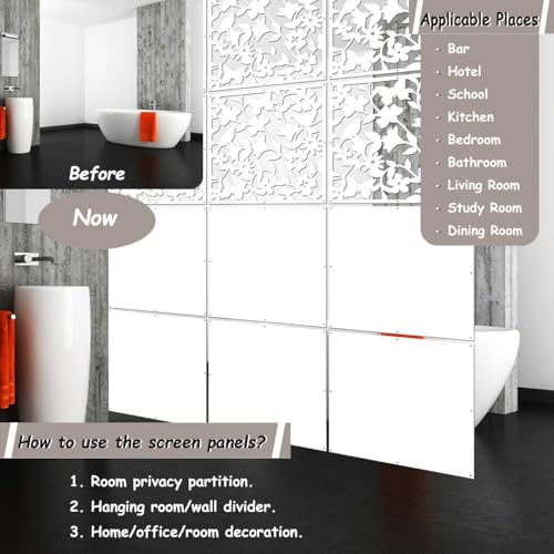 Lchen Hanging Room Divider Panel, 12 Pieces White Screen Panels Solid Board Cut Room Partition Home Decoration(Mixed,15.7"x15.7"x0.03") Lchen