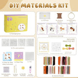 4 Pack Beginner Embroidery Kits for Adults DIY Starter Kit with,cross stitch kits for beginners,Stamped Patterns,Embroidery Hoop,Colorful Threads,Tools,Step by Step Instructions & Video Tutorial