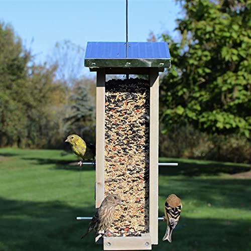 Wild Wings WWGF1-DECO Galvanized Weathered Vertical Cedar Bird Hopper Feeder - WoodArtSupply