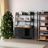 Recaceik Cat Litter Box Enclosure with Shelf Storage, Hidden Cat Washroom Furniture, Large Wood Cat Litter Box Furniture Hidden with Storage and Scratch, Fit Most of Litter Box, Black Recaceik