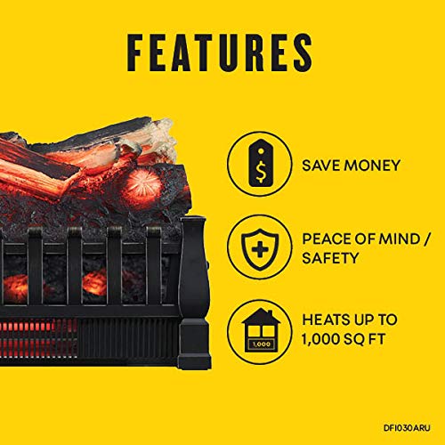 duraflame Electric Log Set 1,000 Sq Ft Heater, Faux Logs Insert with Infrared Flames for Existing Fireplaces, Remote Control Included Duraflame