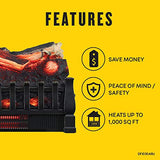 duraflame Electric Log Set 1,000 Sq Ft Heater, Faux Logs Insert with Infrared Flames for Existing Fireplaces, Remote Control Included Duraflame
