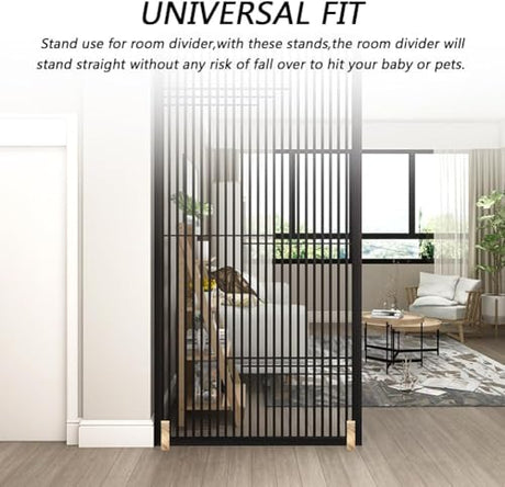 4pcs Folding Room Divider Stand,Wooden Room Divider Stand with Screws,Folding Privacy Screen Holder, Room Screen Holder Feet Partition for Hotel Home Office (Wood) YtotY