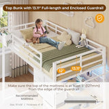 DICTAC Twin Size Loft Bed with L-Shaped Desk and 7 Storage Drawers,Metal Twin Loft Bed for Kids with LED Lights and Charging Station,13.11" H Safety Guardrail and Ladder,No Box Spring Needed, White DICTAC