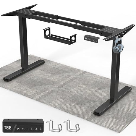 Xyndyx 264 lbs Capacity Dual Motor Electric Standing Desk Frame, Height Adjustable Sit Stand up Desk Legs for 39.4” to 74.8” Desktop, Anti-Collision Function, Cable Tray, 2 Hooks, Black Frame Only Xyndyx