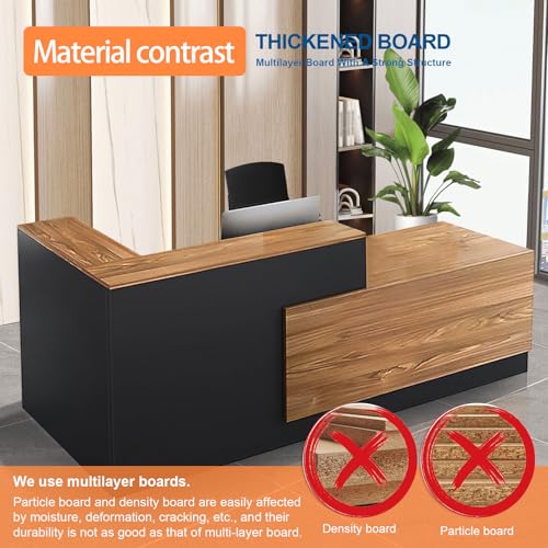 L Shaped Reception Desk with Counter, Professional Checkout Counter & Salon Reception Desk, Heavy-Duty Modern Reception Counter for Office Hotel Restaurant Retail Store (A,Right 63in) ZGXYTSX