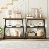 HOOBRO Narrow Console Table, 3-Tier Small Entryway Table with Storage Shelves, Behind Couch Sofa Table, Hallway Table for Entryway, Foyer, Hallway, Living Room, Rustic Brown and Black BF62XG01 HOOBRO