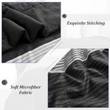 WONGS BEDDING Black Comforter Set Full, Reversible Black Grey Stripe Down Alternative Comforter for All Season,3 Pieces(1 Patchwork Comforter+2 Pillowcases), Soft Microfiber Bedding Set 78”×90” WONGS BEDDING