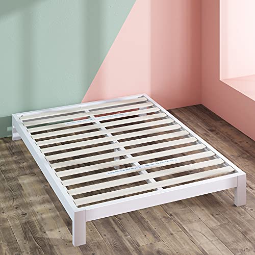 ZINUS Arnav White Metal Platform Bed Frame with Wood Slat Support - No Box Spring Required, Easy Assembly, Full Size - WoodArtSupply