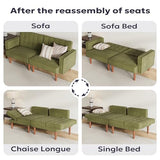 Furnify 71" Velvet Futon Sofa Bed, Versatile Loveseat Couch, Sleeper Sofa with Adjustable Backrest, Mid Century Modern Futon Couch for Small Space, Living Room, Office & Apartment, Velvet Fabric Green Furnify