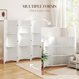 HOMCOM Room Divider, 6 Panel 67" Tall Wood Privacy Screen with 3 Display Shelves, and Folding Storage for Bedroom or Home Office, White HOMCOM