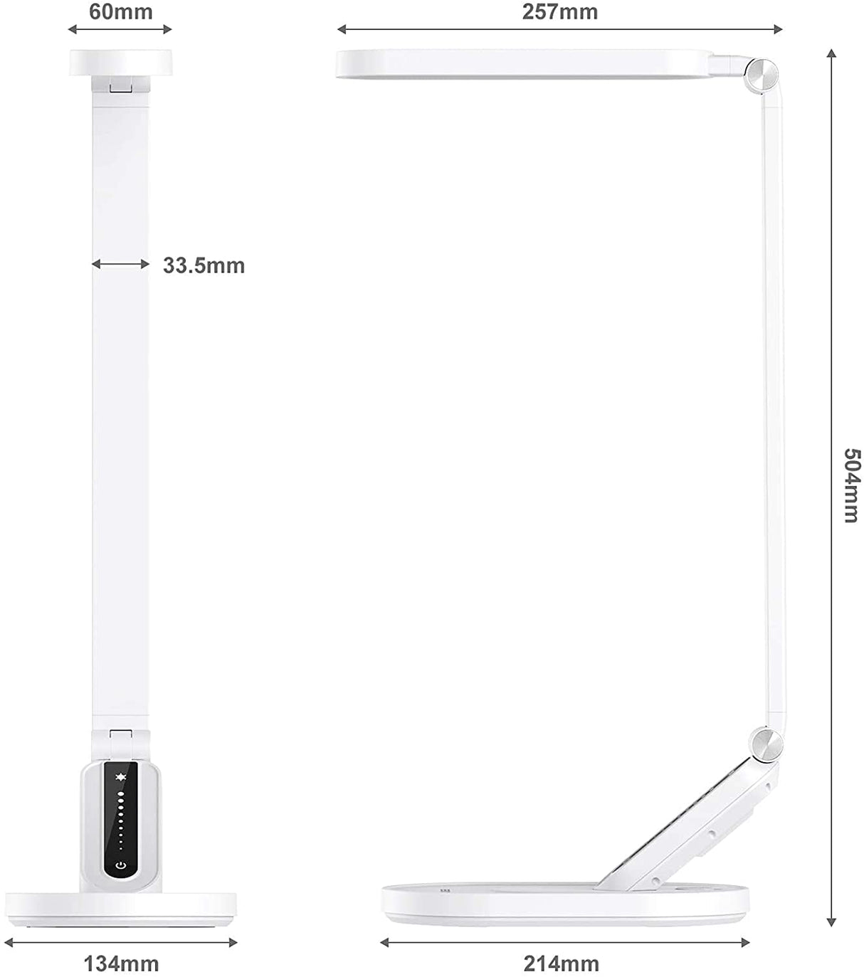 JKSWT Desk Lamp, for Eye Care, Dimmable Table Lamp with 5 Colour Modes, 72 LEDs with USB Charging Port, Touch Control and Memory Function, Office Lamp JKSWT