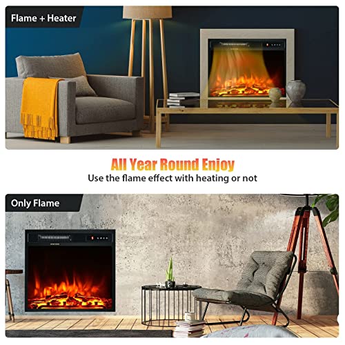 ARLIME 18 Inch Electric Fireplace Inserts, 1500W Freestanding & Recessed Fireplace w/Adjustable LED Flame, Remote Control, Timer, Built-in Thermostat, Overheating Protection ARLIME