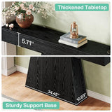 Tribesigns 63" Black Console Table, Farmhouse Entryway Table with Trapezoidal Base, Narrow Long Wood Sofa Table Behind Couch Table for Entrance, Hallway, Living Room, Black Tribesigns