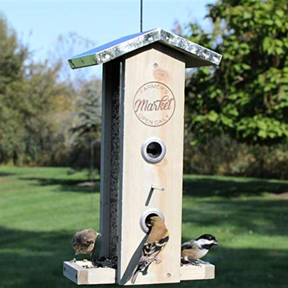 Wild Wings WWGF1-DECO Galvanized Weathered Vertical Cedar Bird Hopper Feeder - WoodArtSupply