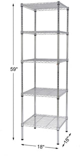 Finnhomy Heavy Duty 5 Tier Wire Shelving Unit, 18x18x59-inches 5 Shelves Storage Rack, Metal Shelving with Thicken Steel Tube, NSF Certified, Chrome Finnhomy