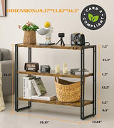 HCHQHS 3-Tier Rustic Wood and Metal Industrial Bookcase - 40in, for Home Office, Bedroom, Kitchen, Bathroom HCHQHS