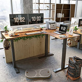 FEZIBO Triple Motor 63" L Shaped Standing Desk, Electric Standing Gaming Desk Adjustable Height, Corner Stand up Desk with Splice Board, Black Frame/Rustic Brown Top FEZIBO