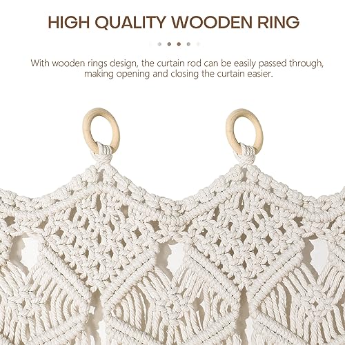 Osunnus Boho Macrame Curtain Handmade String Curtain with Tassel Large Macrame Wall Hanging Boho Room Divider Art Decor for Living Room Bedroom Bohemian Wedding Party Decor, 2 Panels 79" L x 35" W Osunnus