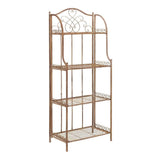SAFAVIEH PAT5014A Collection Amaris Rusty Orange Wrought Iron 4 Tier Outdoor Bakers Rack Shelve Safavieh