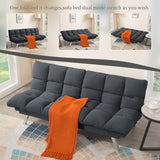 Modern Corduroy Sofa Bed Futon,Convertible Sleeper Bed Couch with 4 Reclining Backrest &Armrest,68" Comfy Cloud Sofa Loveseat for Small Living Room Office (Grey) Anwick