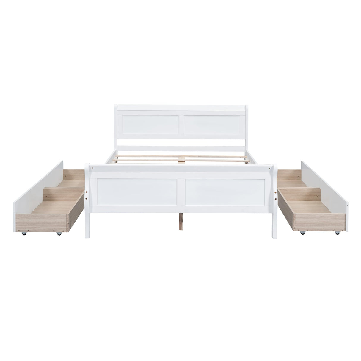 Harper & Bright Designs Full Size White Platform Bed with 4 Storage Drawers and Elegant Headboard Harper & Bright Designs