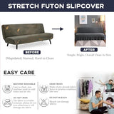 SUIOKPO High Stretch Futon Slipcover Armless Futon Bed Cover with Ruffle Skirt Furniture Protector with Elastic Bottom for Kids, Pet, Solid Color Futon Sofa Covers for Kids, Pets,Pink,S SUIOKPO