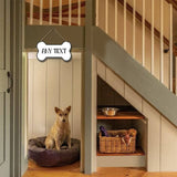 Ymaotrade Custom Bone Shape Sign,Dog Cat Pawprints Personalized Sign for Puppies Home Decor - Custom Name Wooden Plank Rustic Wall Decor Sign 8.3x4.8" Ymaotrade