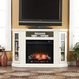 SEI Furniture Claremont Corner Convertible Electric Fireplace with Storage, New Ivory SEI Furniture