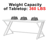 LVB Modern White Computer Desk, Long Industrial Home Office Desk for Student, Large Metal Wood Writing Study Work Desk, Farmhouse Executive Gaming Computer Table for Bedroom Living Room, White, 60 in LVB