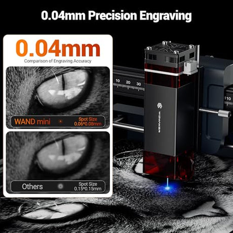 Wizmaker Mini Laser Engraver, 2.5W Laser Engraver Machine,0.04mm Spot Size,12000 Mm/Min Processing Speed, Supports WiFi, Hotspot, and USB Connections, Ideal for Home, Studio, Market, and Desktop Use WIZMAKER