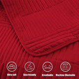 Whale Flotilla Ultra Soft Queen Quilt Bedding Set, Lightweight Microfiber Red Quilts Bedspreads Full Size, 3 Piece Ultrasonic Geometric Coverlet Bed Cover for All Seasons Whale Flotilla