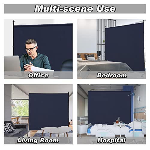 SIMFLAG 6FT Single Panel Room Divider with Wheels,Rolling Fabric Room Dividers for Partition Privacy Screens,Freestanding Wall Divider for Home Office,Restaurant,Hospital(Blue) SIMFLAG